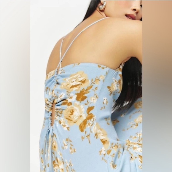 Reformation Dover Midi Slip Dress Heavenly Blue Floral - Picture 2 of 15